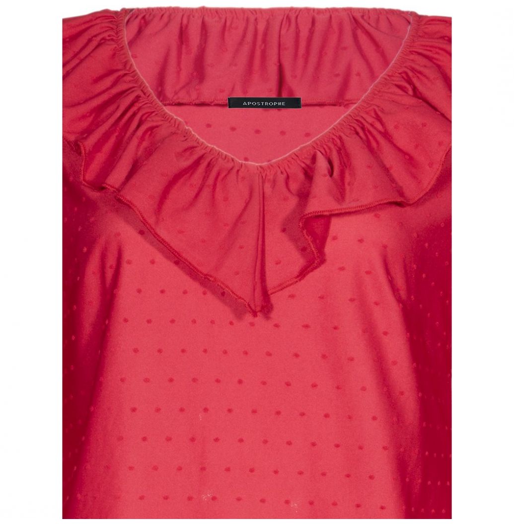 Blusa Escote V con Escarola Manga Larga Apostrophe