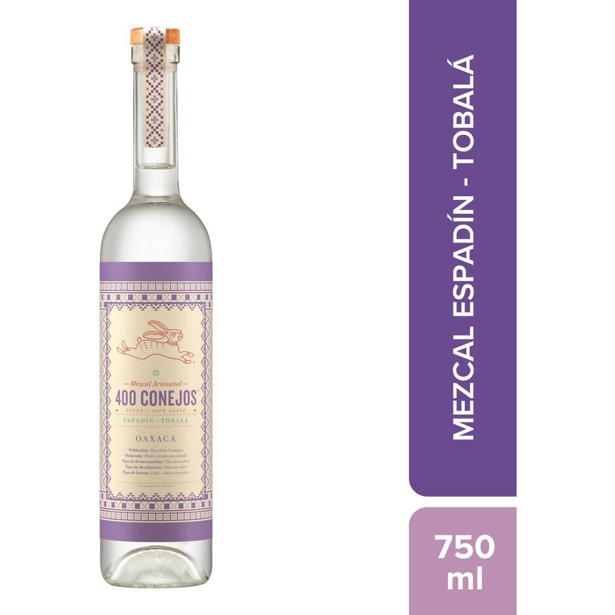 Mezcal 400 Conejos Tobala 750 Ml