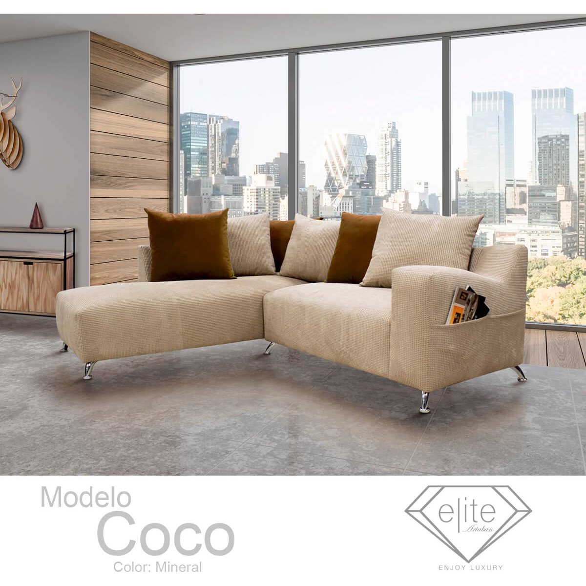 Sala Modular Izquierda Coco Tela Tip Top Mineral Artaban