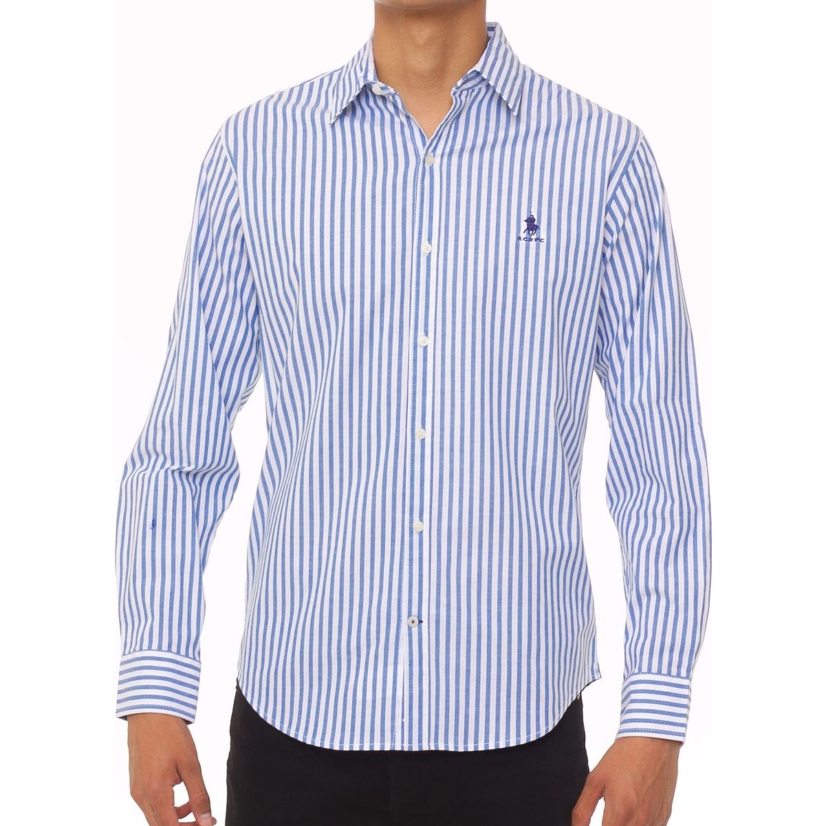 Camisa para Hombre Azul a Rayas Manga Larga Royal Polo Club