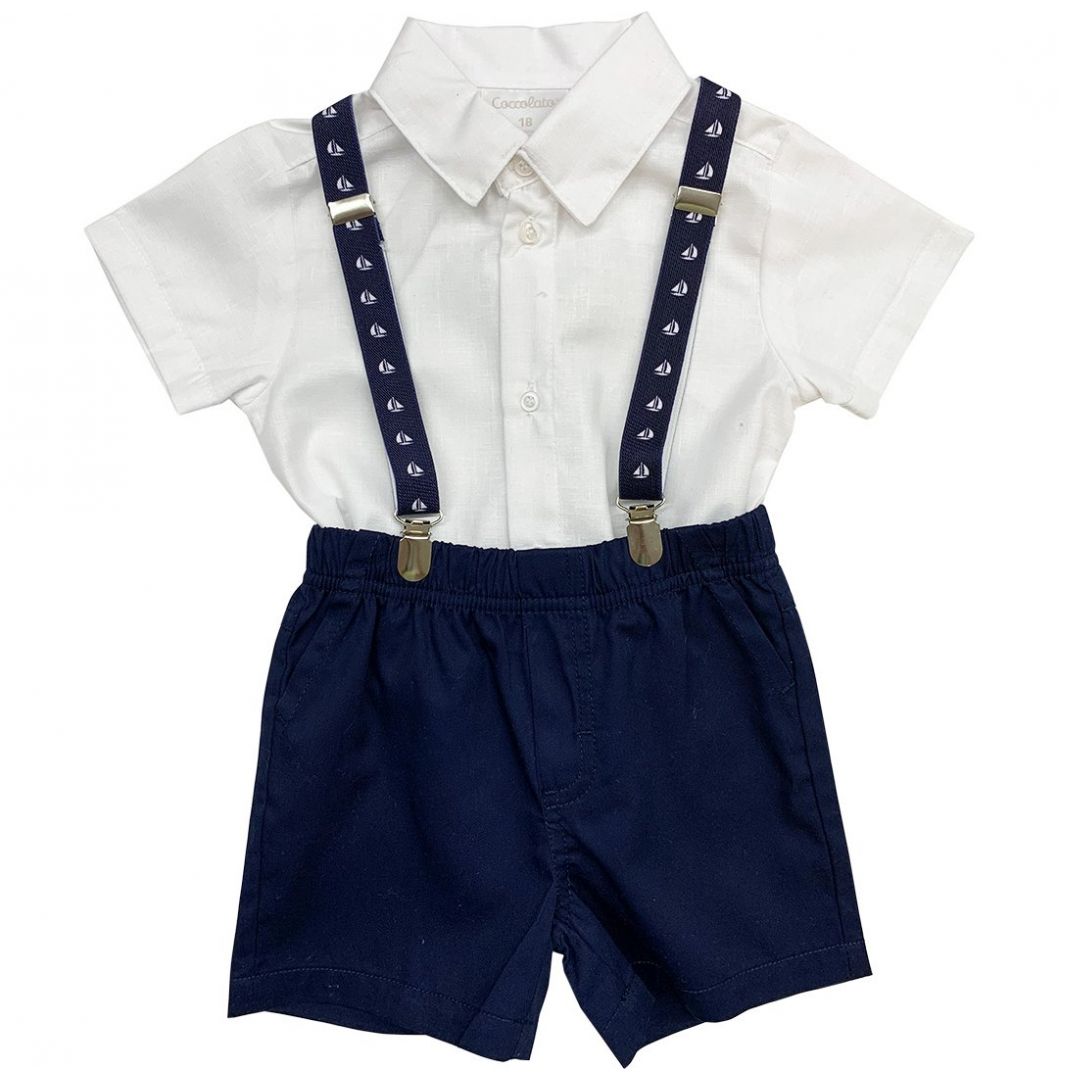 Conjunto Short con Camisa Y Tirantes Coccolato para Bebé