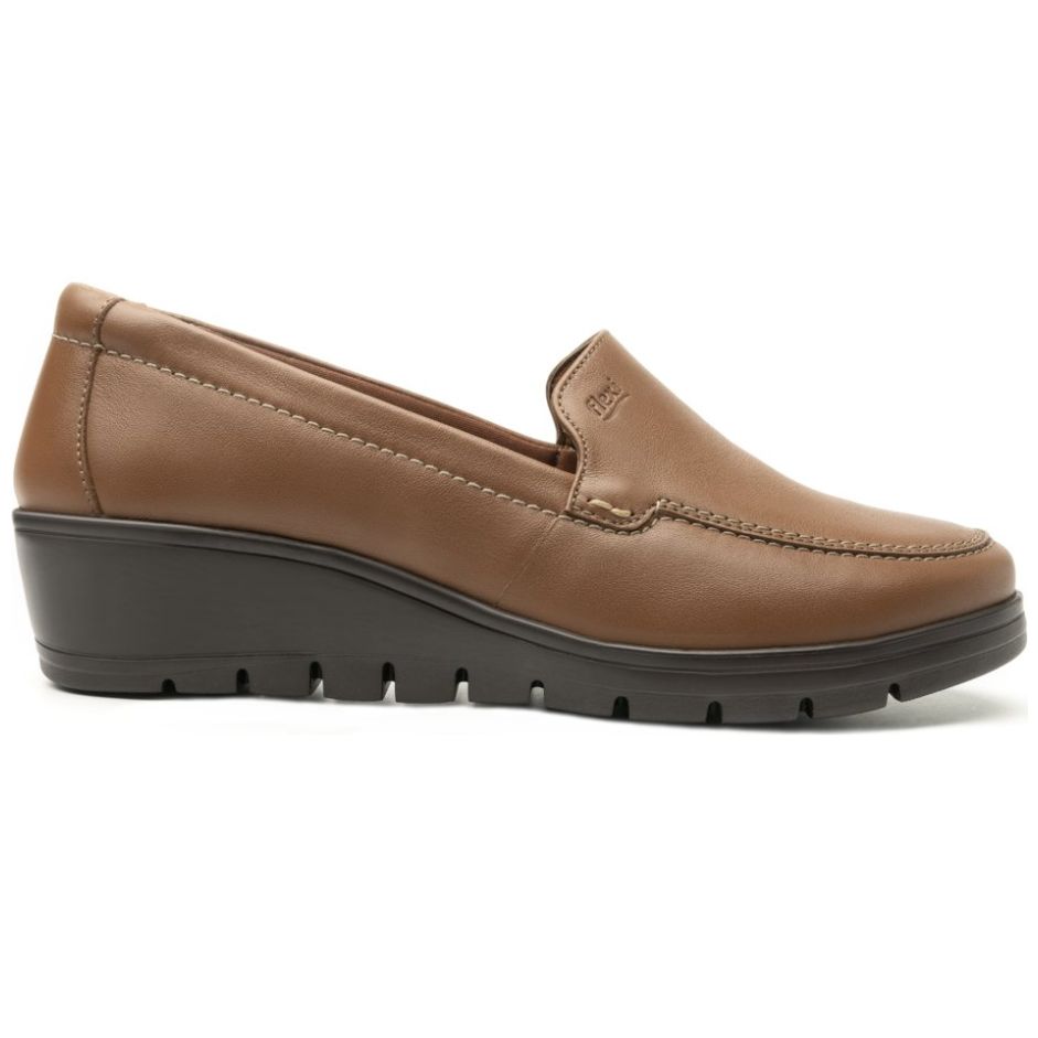 Mocasín Tacón con  Cuña  Café para Mujer Flexi