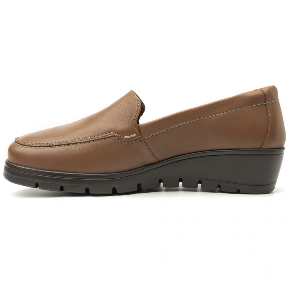 Mocasín Tacón con  Cuña  Café para Mujer Flexi