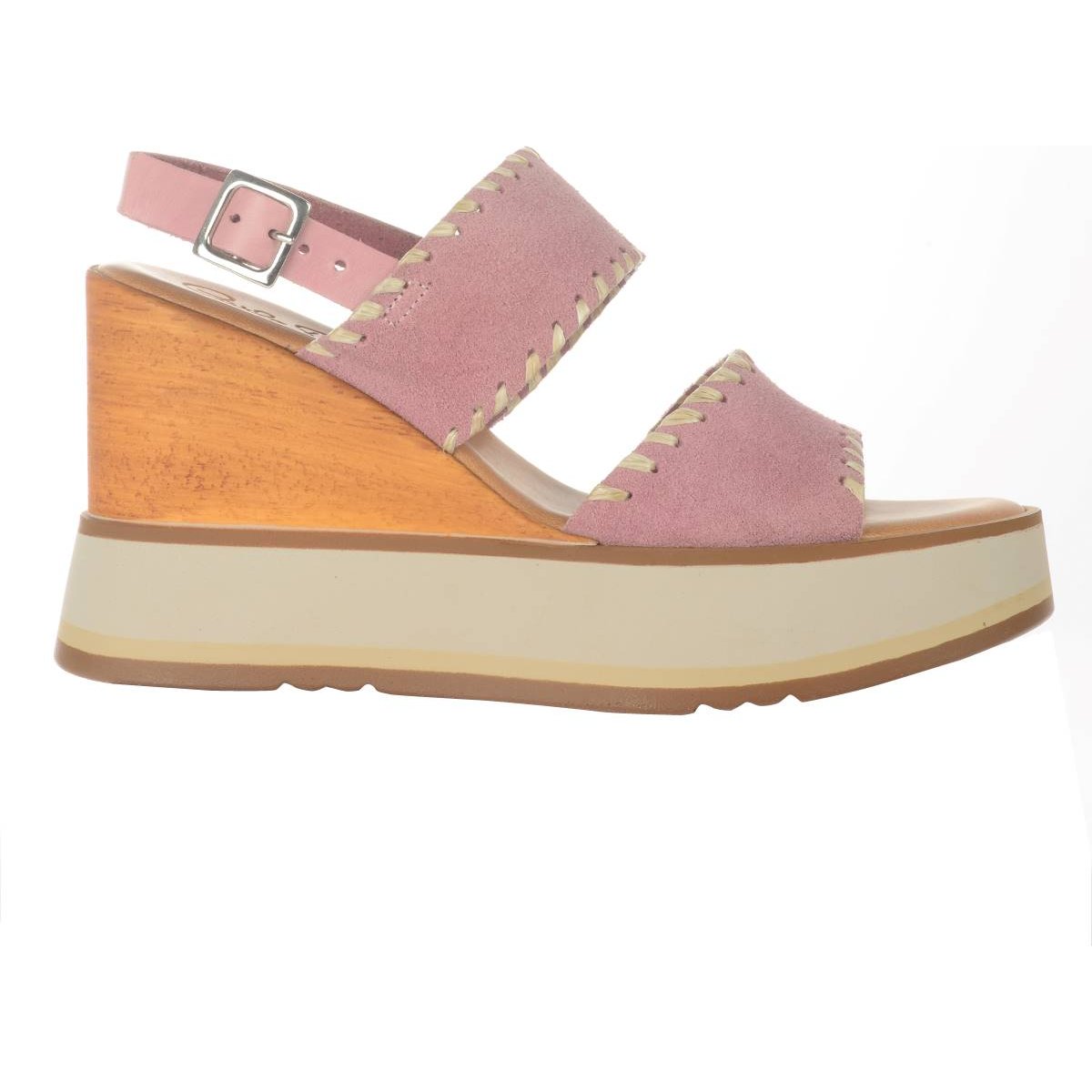 Sandalia con Cuña y  Doble Tira Lila Carlo Pera