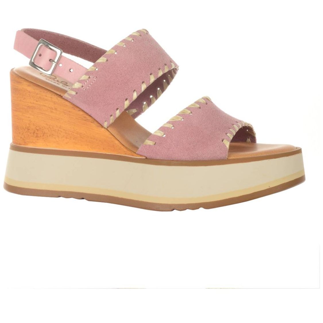 Sandalia con Cuña y  Doble Tira Lila Carlo Pera