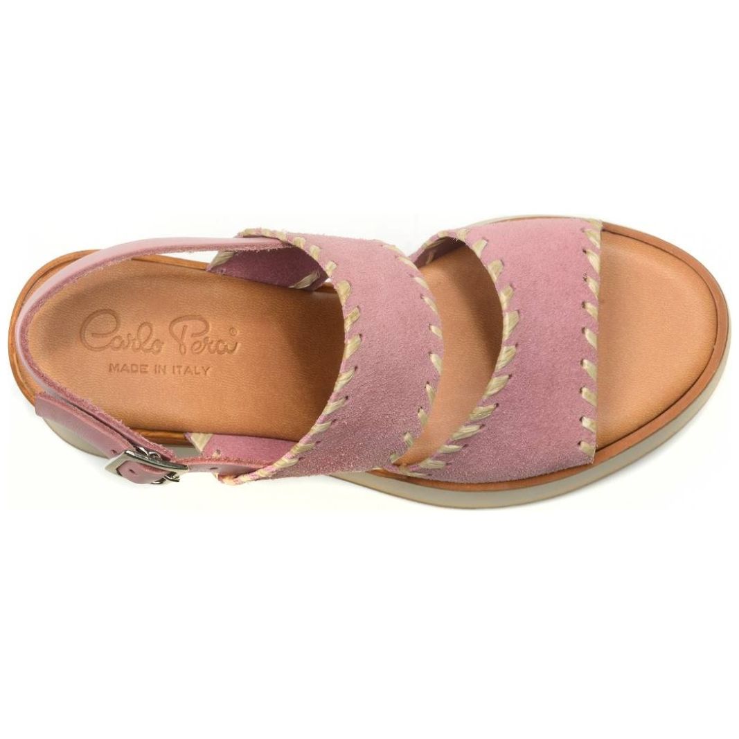 Sandalia con Cuña y  Doble Tira Lila Carlo Pera