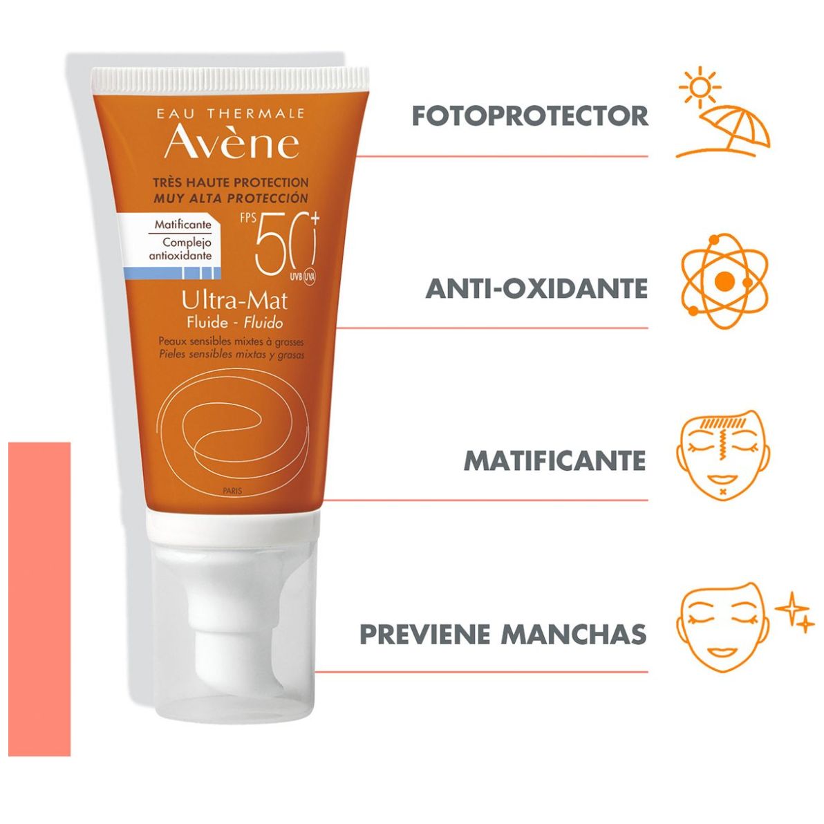 Avène Fluido Solar Ultra Mat Sin Color 50Ml