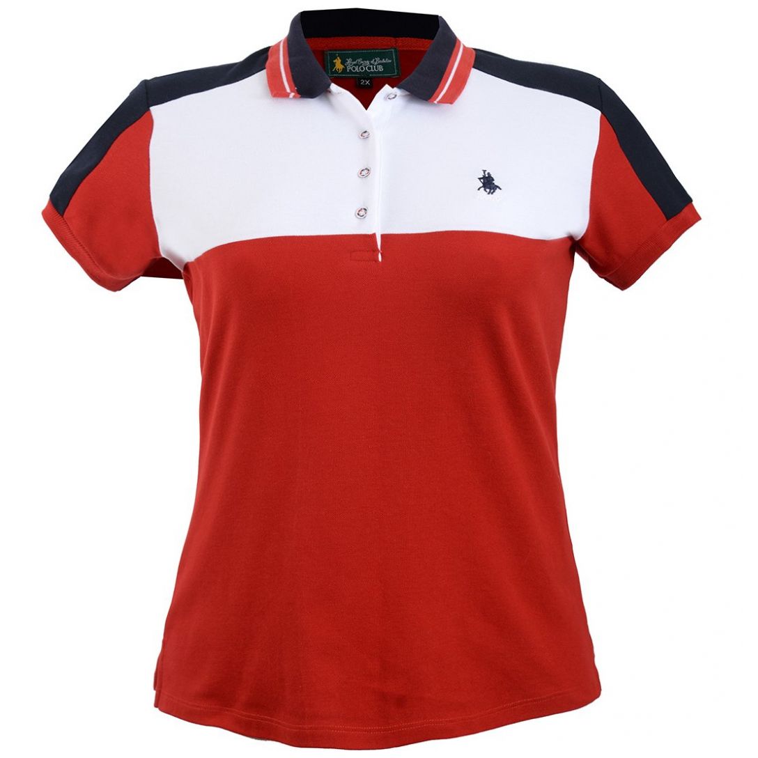Playera Polo en Bloques Manga Corta para Mujer Curvy