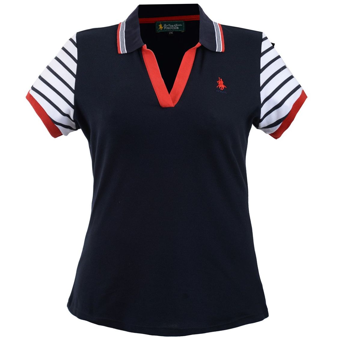Playera Polo Manga Corta a Rayas para Mujer Curvy
