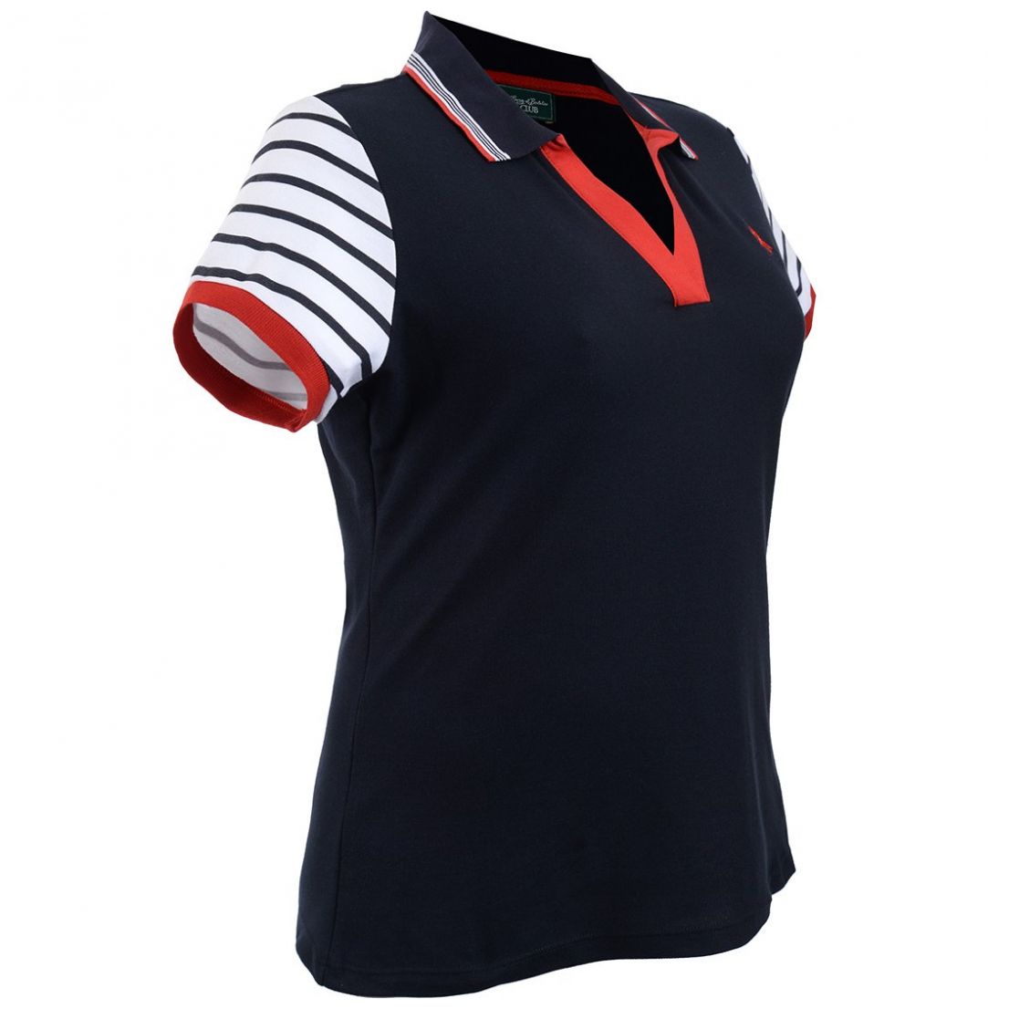 Playera Polo Manga Corta a Rayas para Mujer Curvy