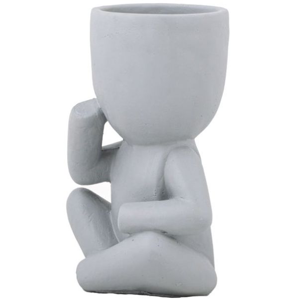 Home Nature Maceta  "no Hablo" Color Gris
15.5X12.5X23 Cm