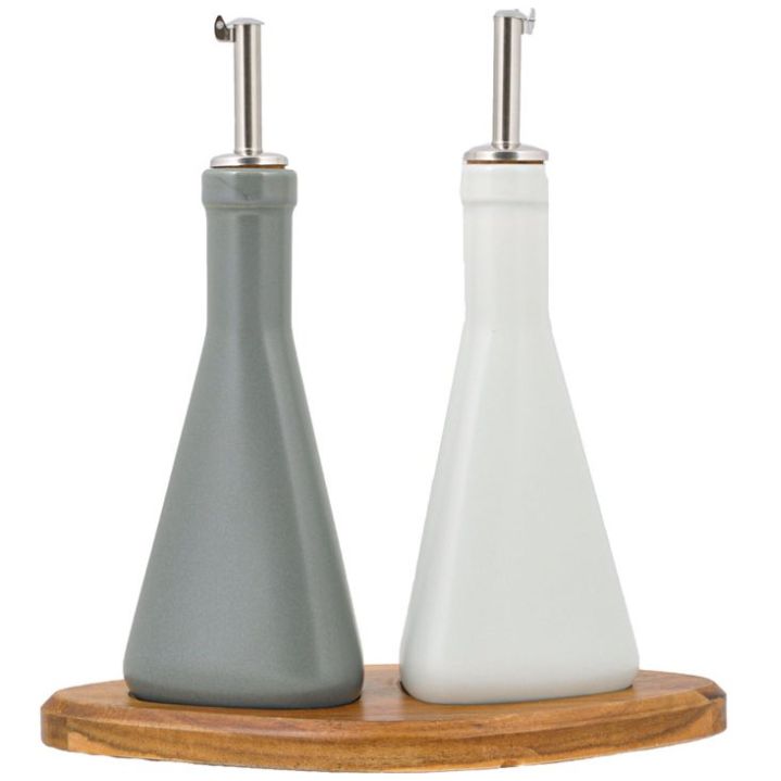 Home Nature Set Aceitera Y Vinagrera con Base de Madera