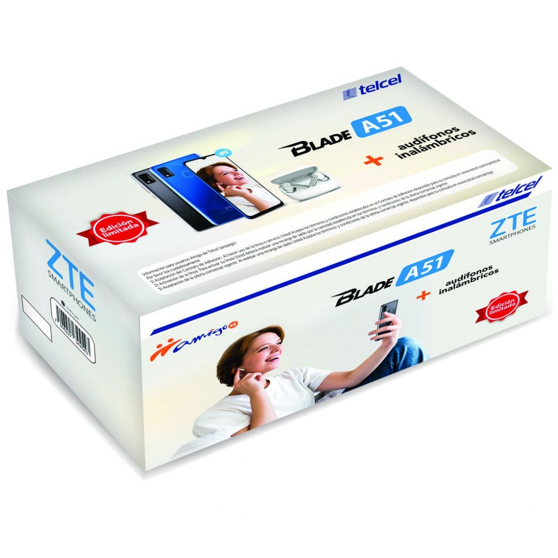 Paquete Celular Zte A51 Color Gris R9 (Telcel)+ Audífonos