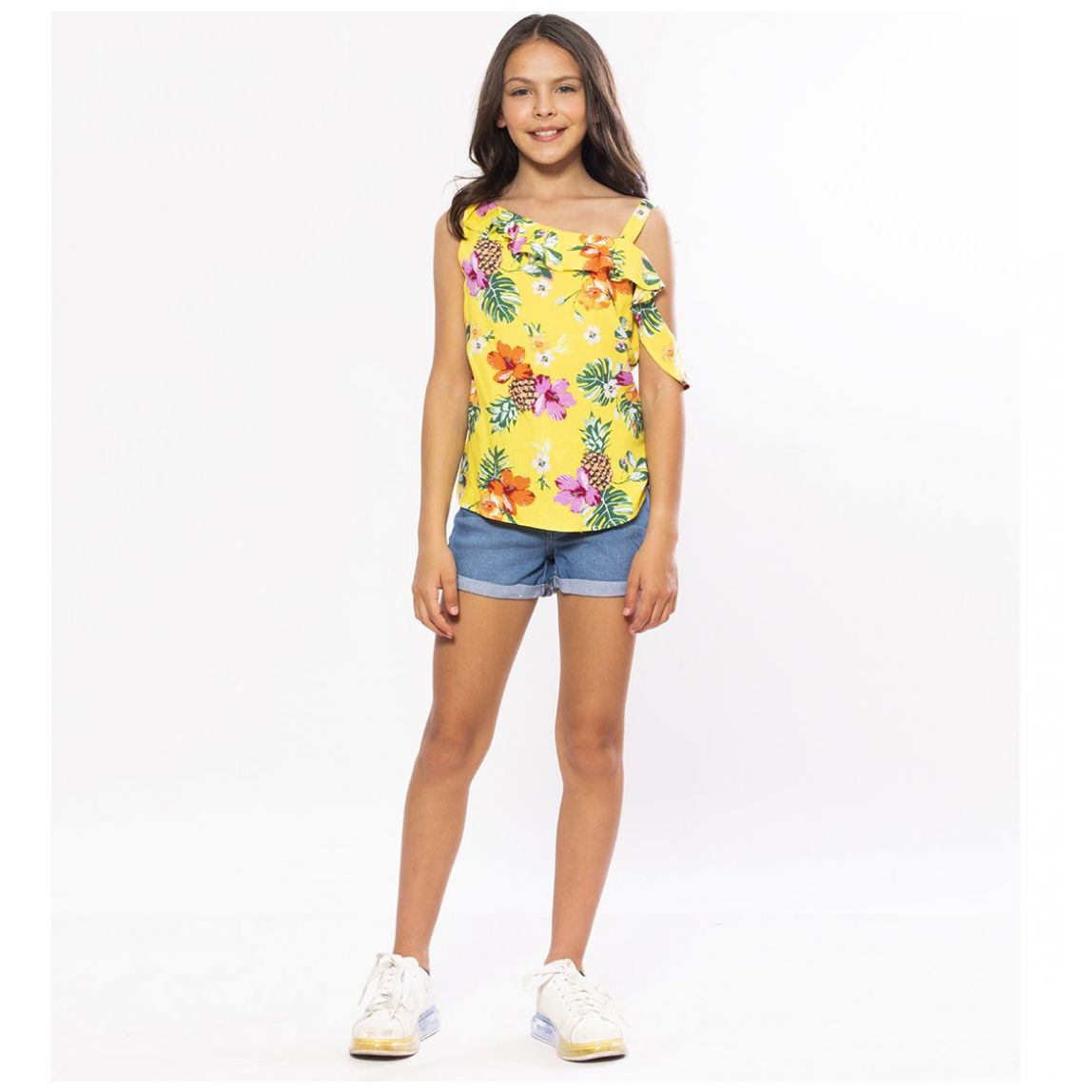 Blusa Sin Manga  Asimétrica con Olan Studio si para Niña