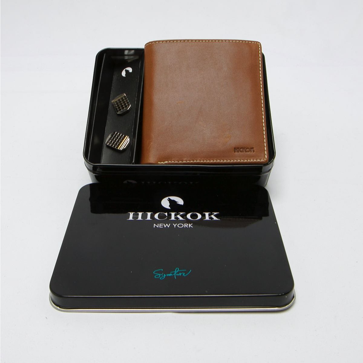 Billetera de Piel y Mancuernillas para Hombre Hickok