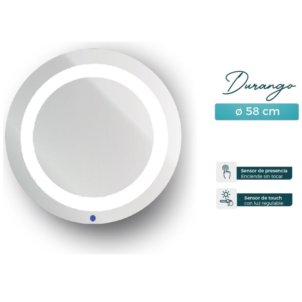 Espejo Durango Encendido Presencia Diametro 60 Esdec