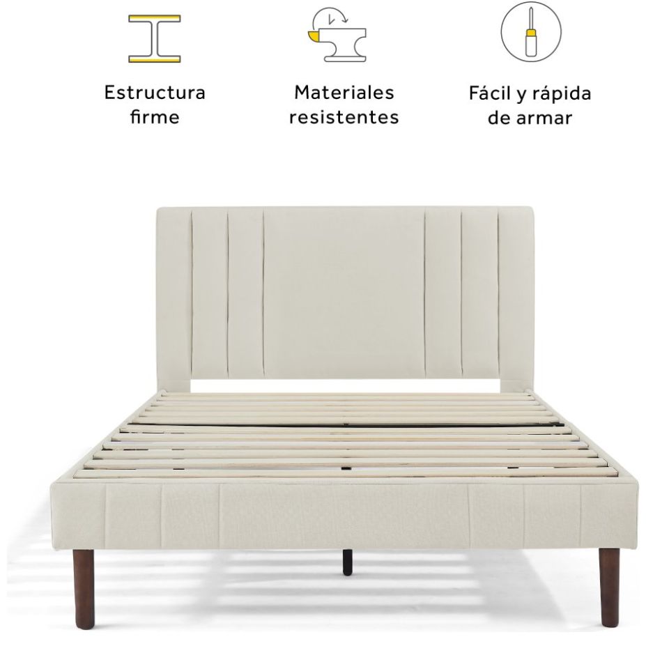 Base Y Cabecera Reflex Beige Matrimonial