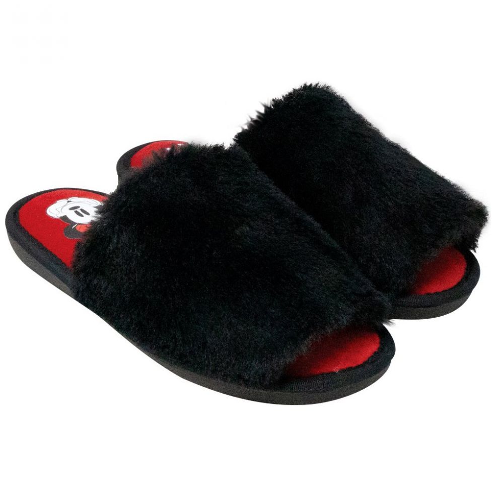 Pantufla Minnie Mouse Peluche Negro Arra