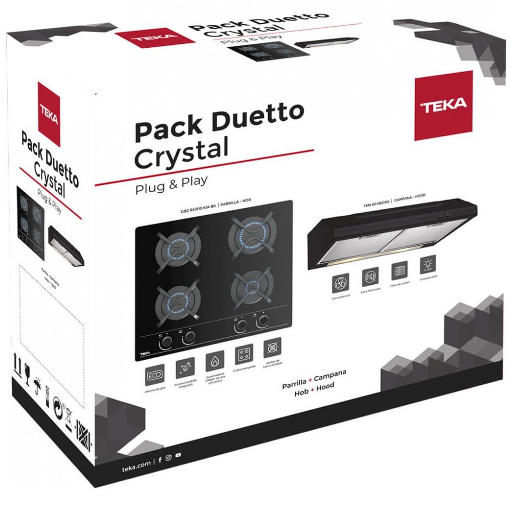 Combo Duetto Crystal 60 Cm Negro Teka
