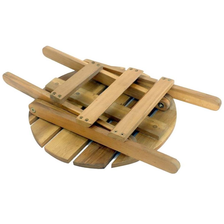 Home Nature Banco Decorativo Plegable Redondo Madera