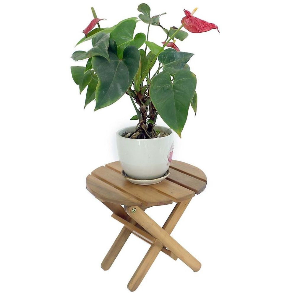 Home Nature Banco Decorativo Plegable Redondo Madera