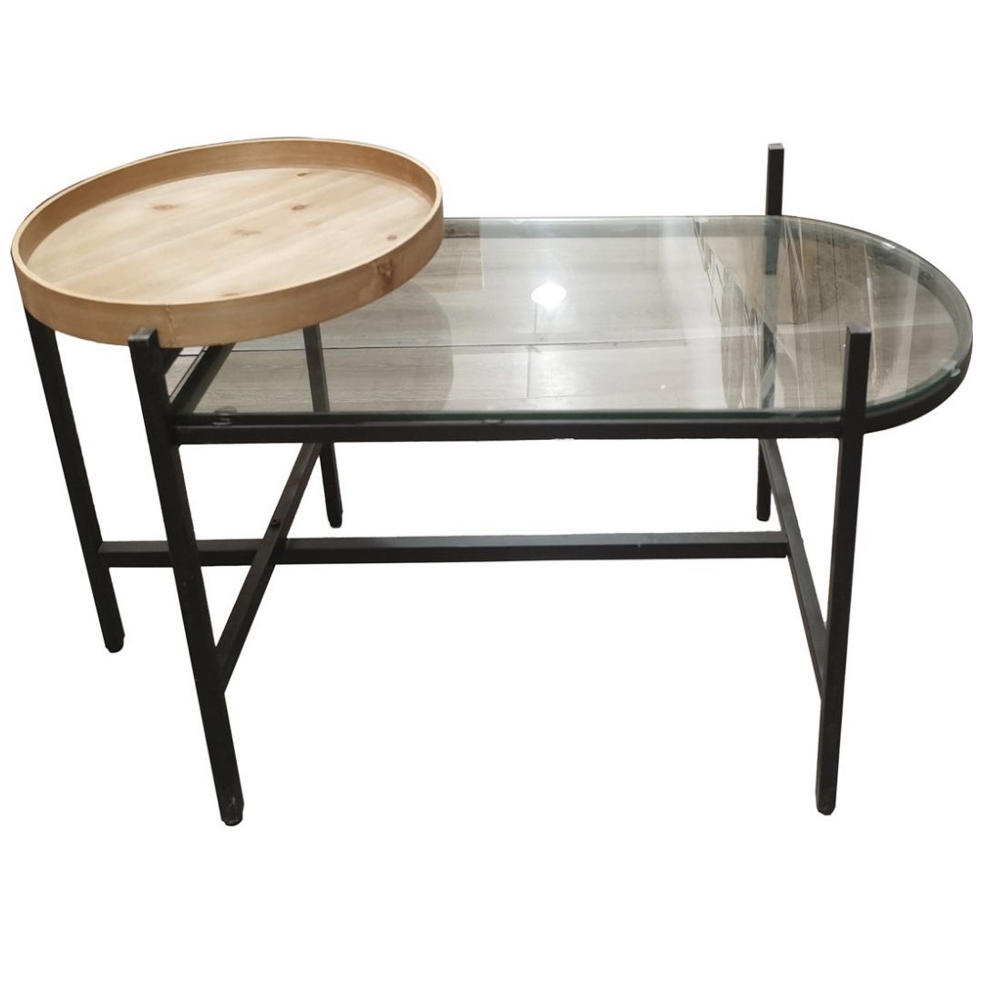 Mesa de Centro Oval Glass Vintage Home