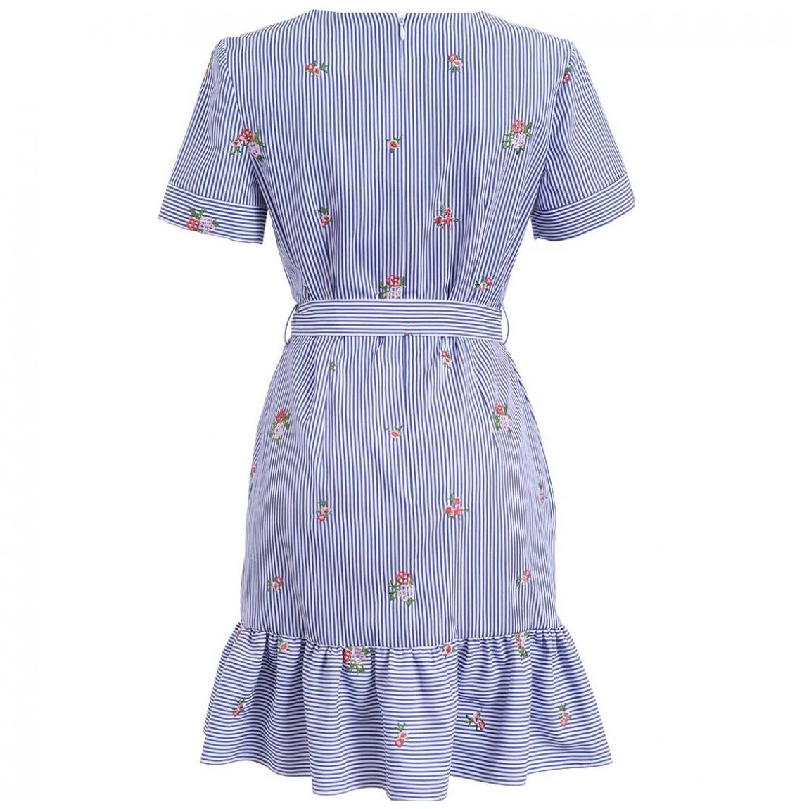 Vestido Michel Paulini Manga Corta Cuello V Diseño Rayas para Mujer Petite