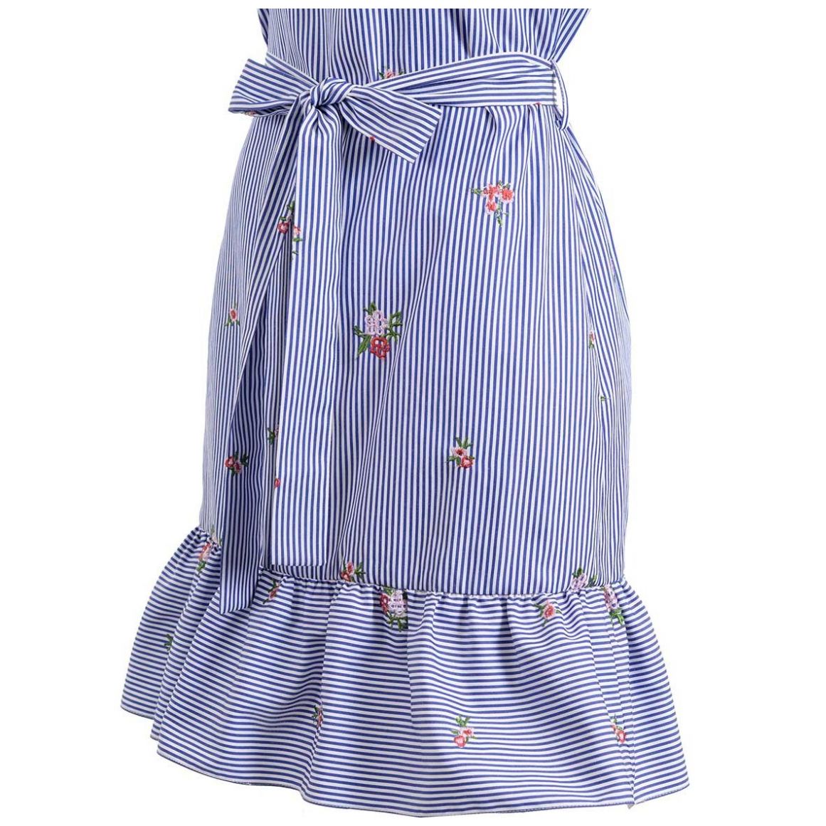 Vestido Michel Paulini Manga Corta Cuello V Diseño Rayas para Mujer Petite