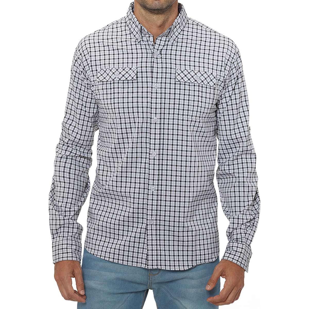 Camisa Travel Manga Larga Cuad Bol Dob Yugo Vtazion Fps 30 para Hombre