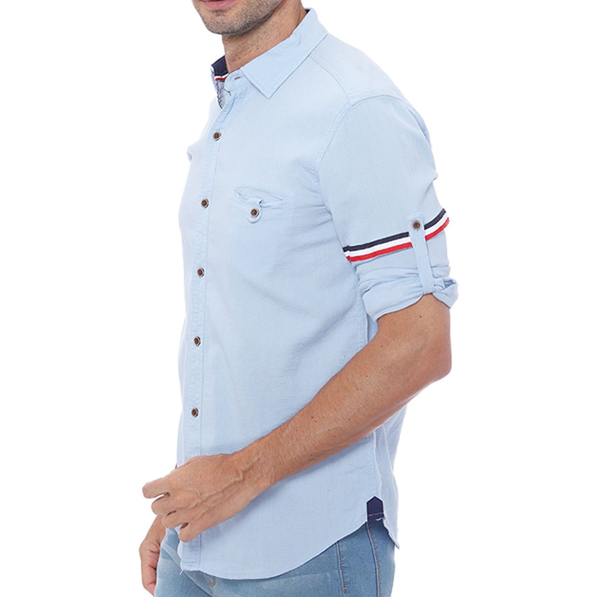 Camisa Azul Claro con Franja en Manga Larga para Hombre Alex And Ivy Modelo Elo Cam605E