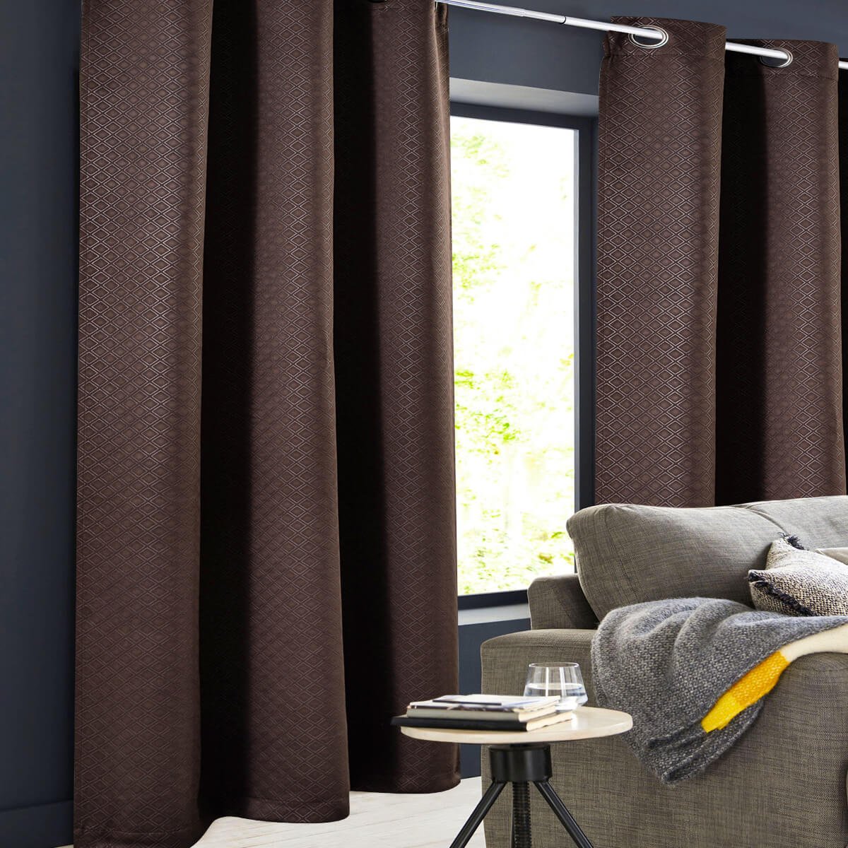 Cortina 2 Paneles 1.37X2.25  Diamond Bo Chocolate Chd Home