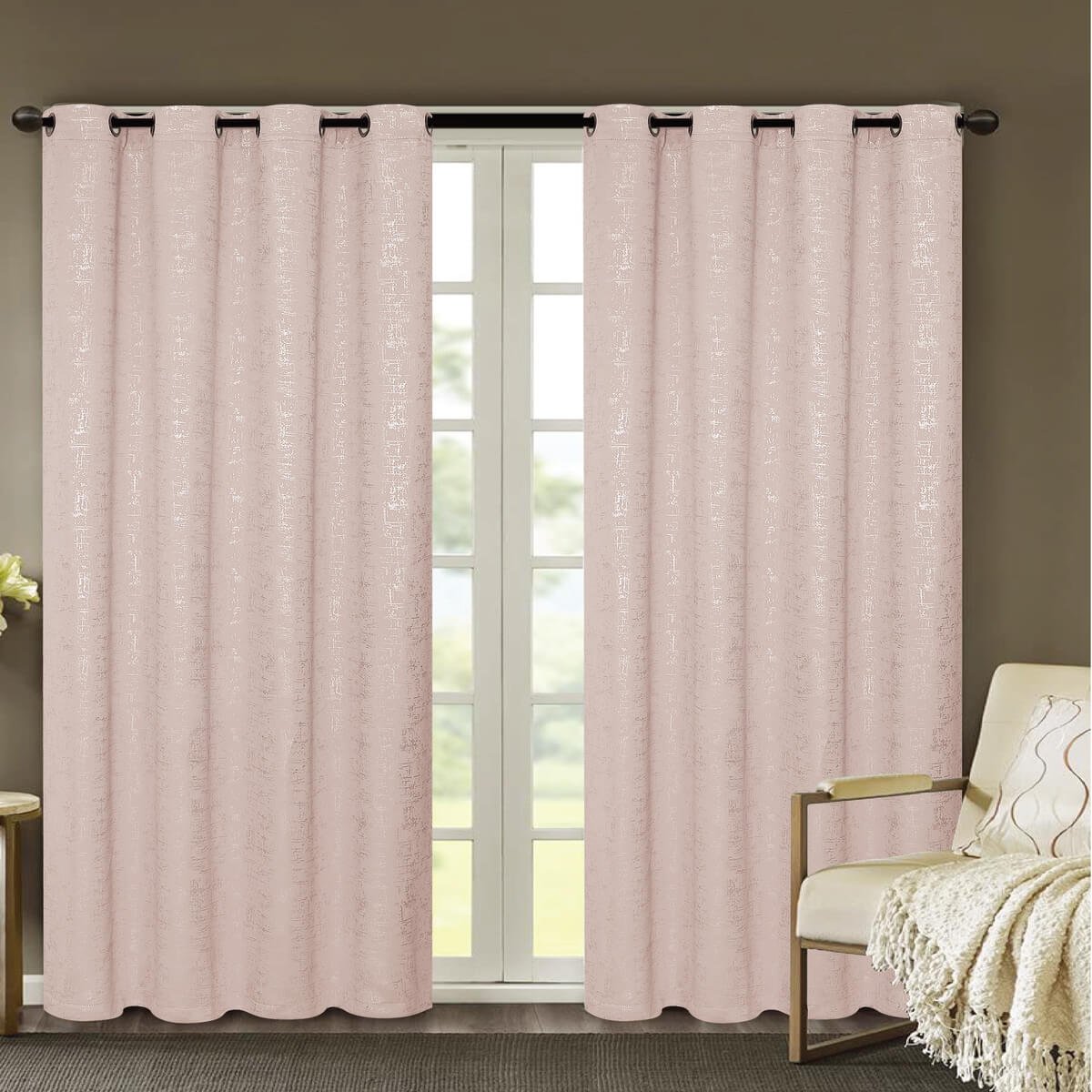 Cortina 2 Paneles  Preeyville Bo 1.40X 2.29 Rosa Chd Home