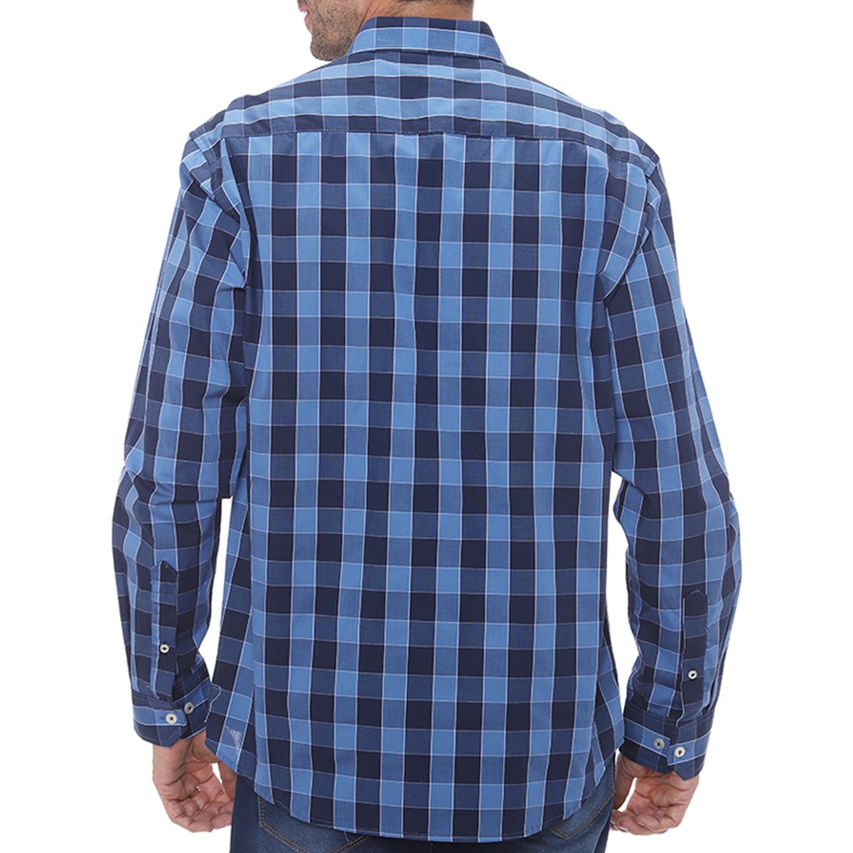 Camisa Manga Larga Cas Cuadros Azul Rcb Polo Club P11095 para Hombre