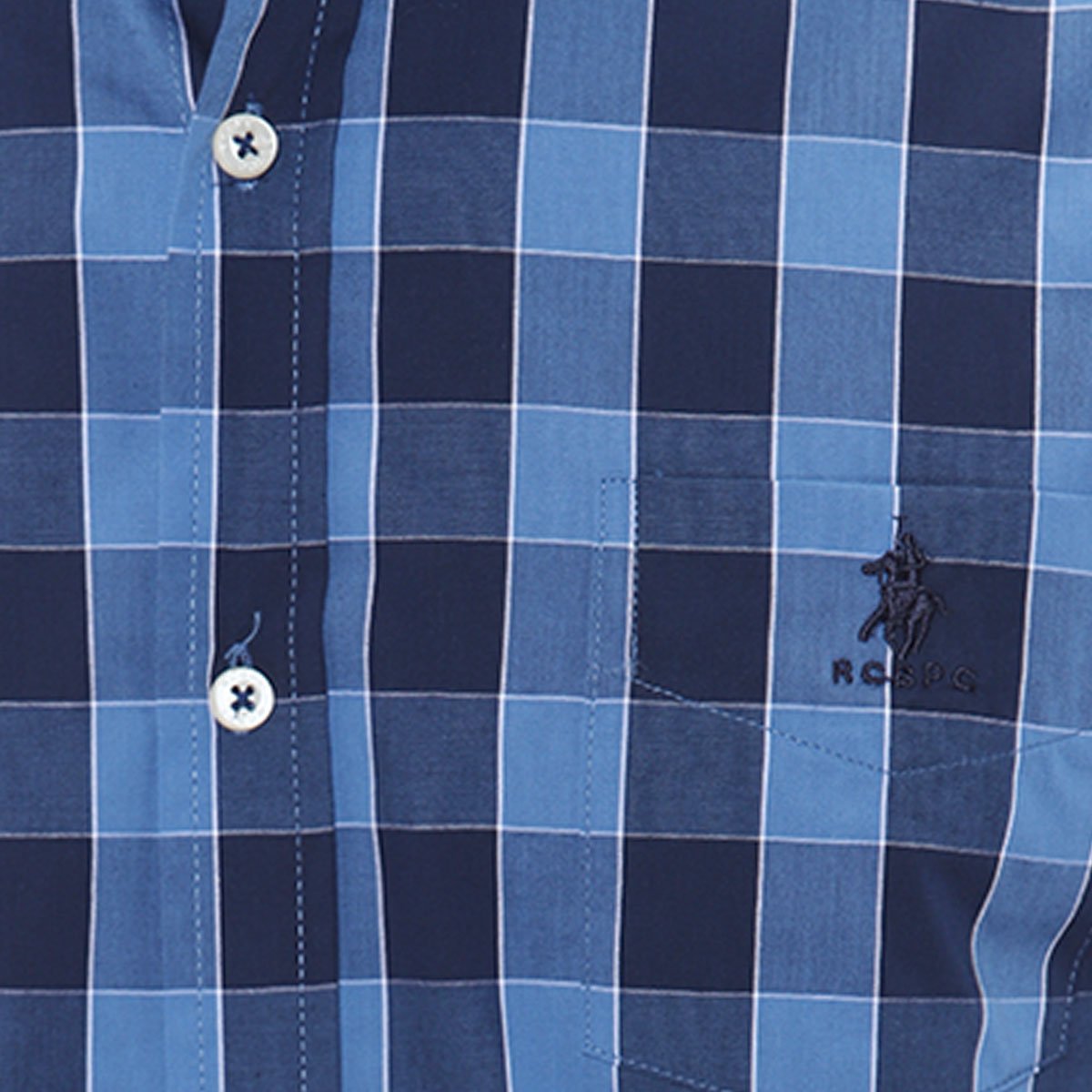 Camisa Manga Larga Cas Cuadros Azul Rcb Polo Club P11095 para Hombre