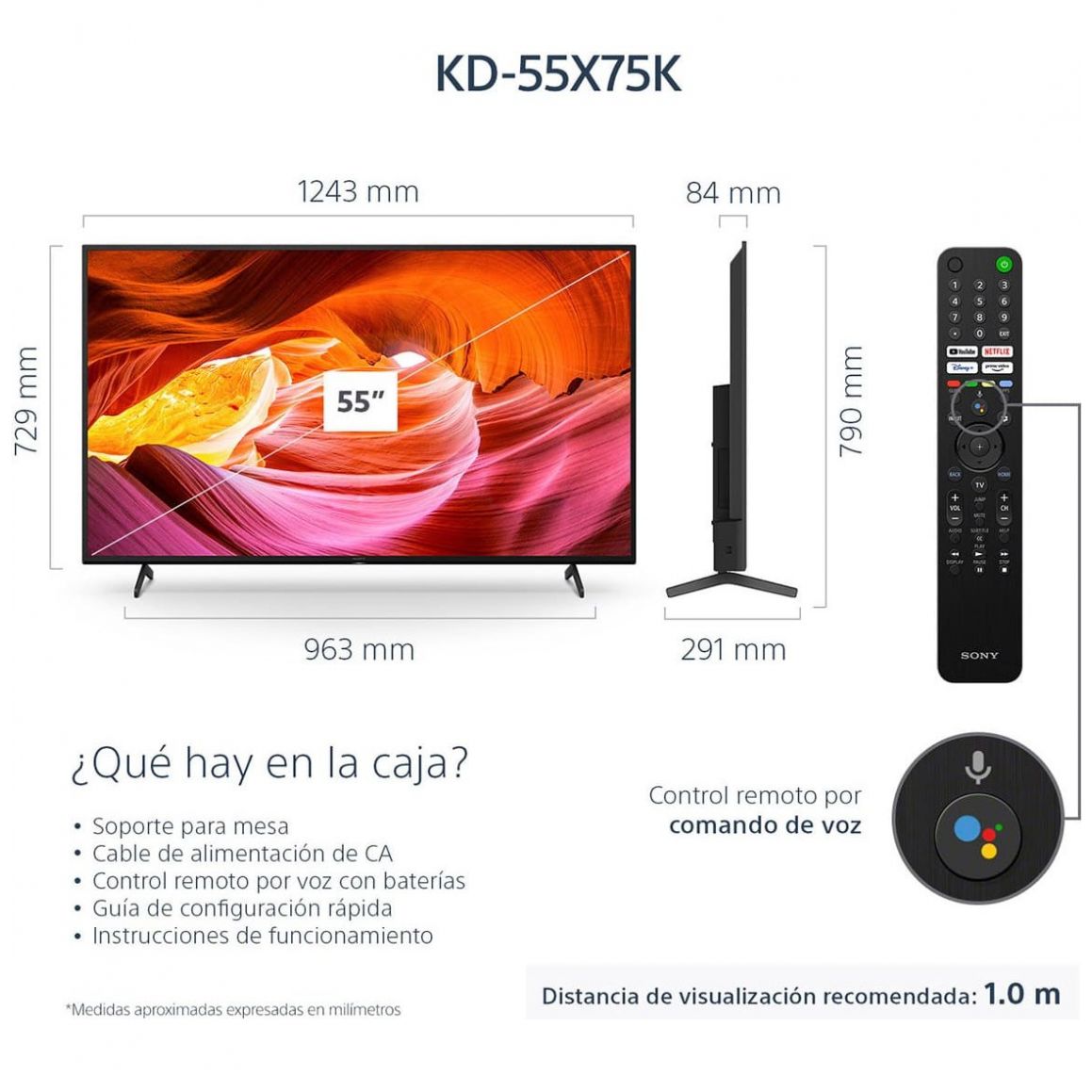 Pantalla Sony 55" 4K Google Tv Kd-55X75K