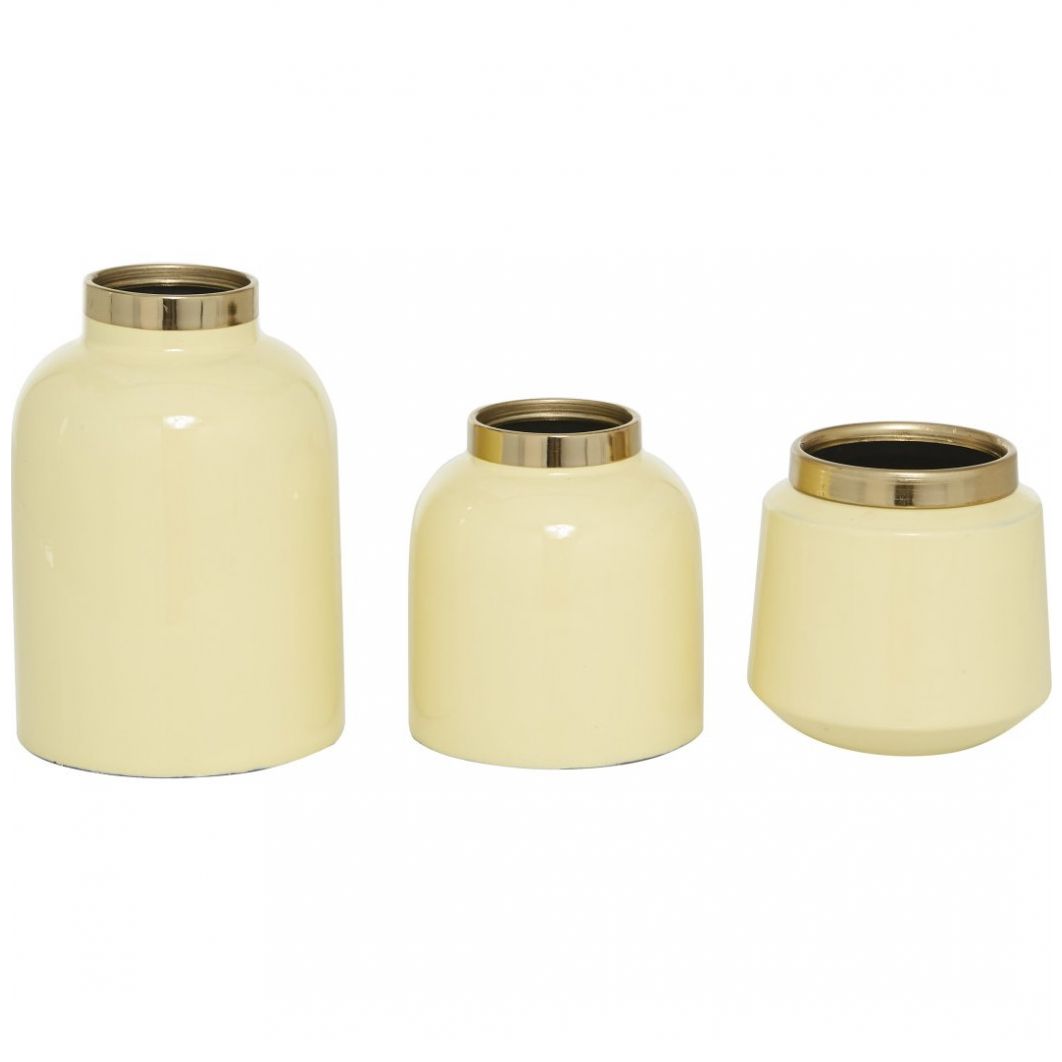 Set 3 Florero Metal 7Cm Blanco Uma