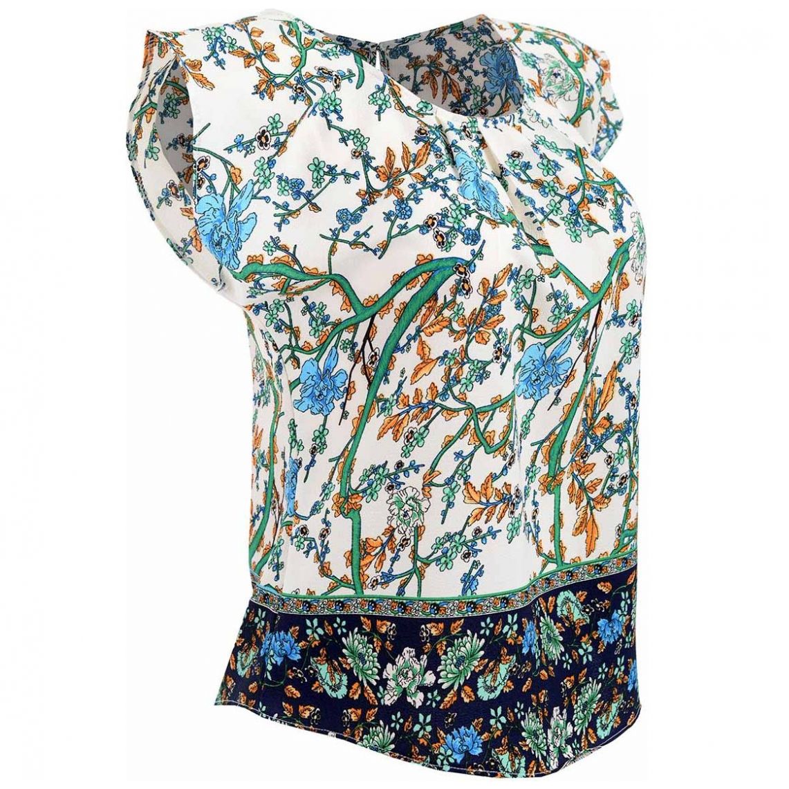 Blusa Banana Jeans Manga Corta Cuello Redondo Diseño Estampada para Mujer Petite