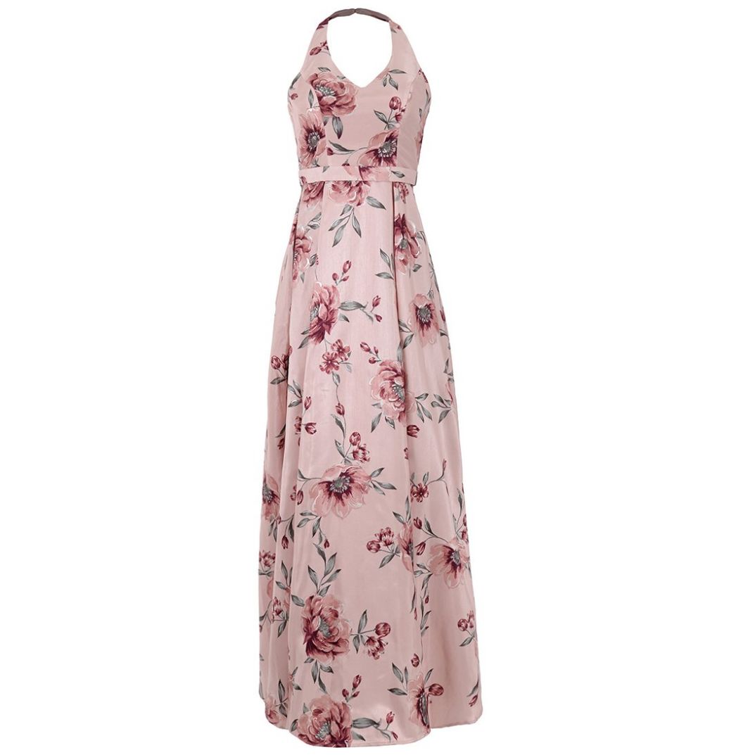 Vestido Estampado de Flores Halter Life Styler