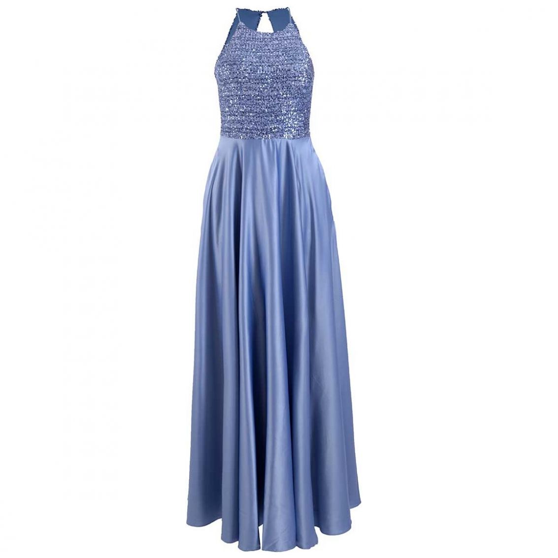 Vestido con Lentejuela Falda Amplia Satín Life Styler