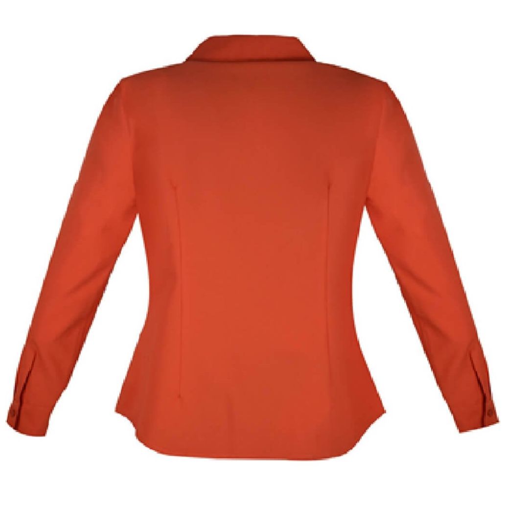 Blusa Básica Camisera Escote en V Manga Larga Color Naranja Pavla Mint