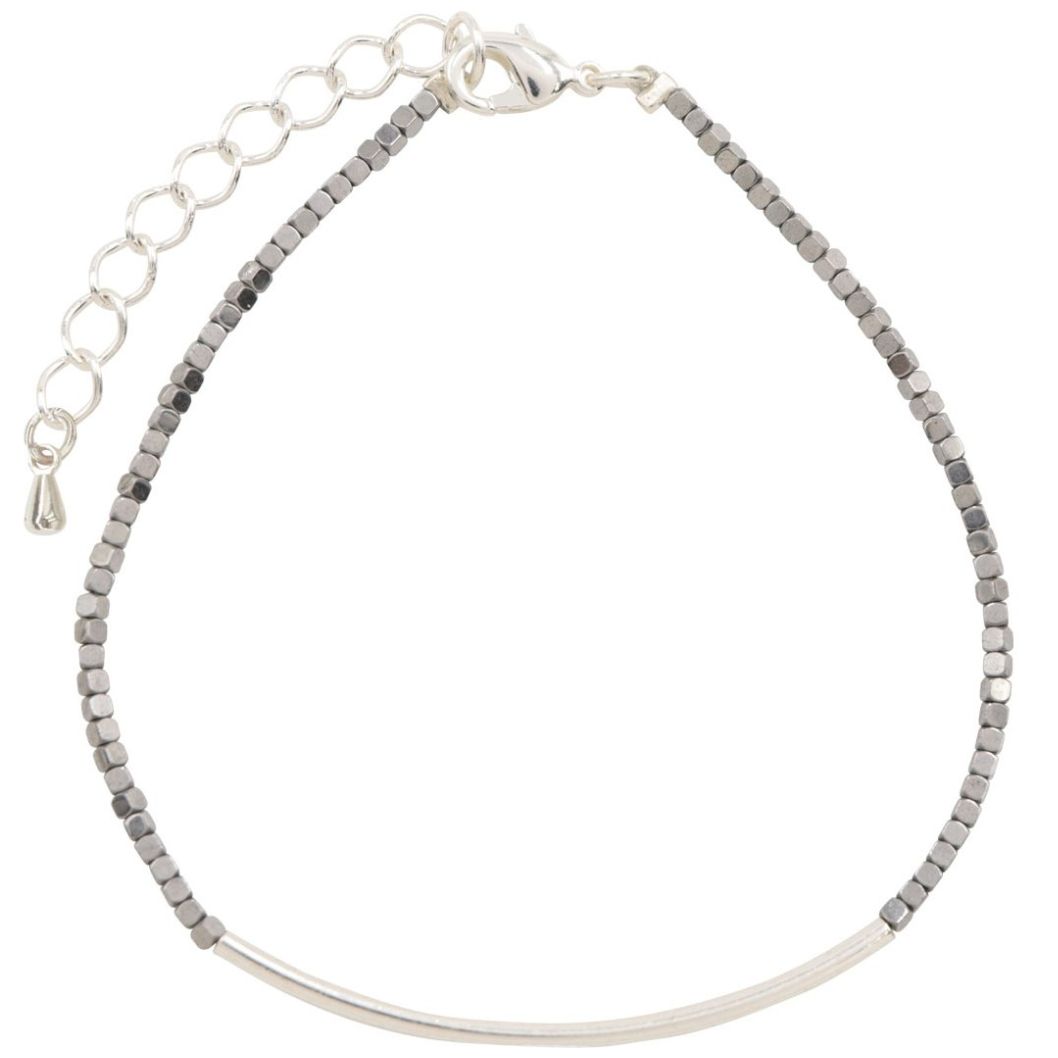 Pulsera en Rodio con Beads de Hematite Facetado Plateado Adrianne Picard