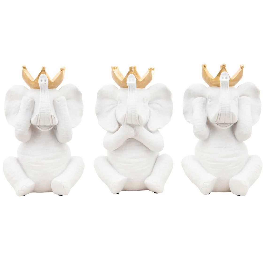 Figura Decorativa Elefantes No Veo Oigo Hablo Blanco