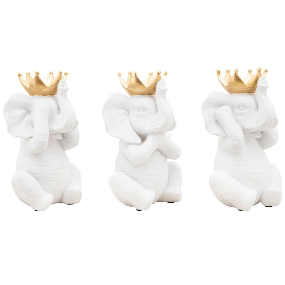 Figura Decorativa Elefantes No Veo Oigo Hablo Blanco