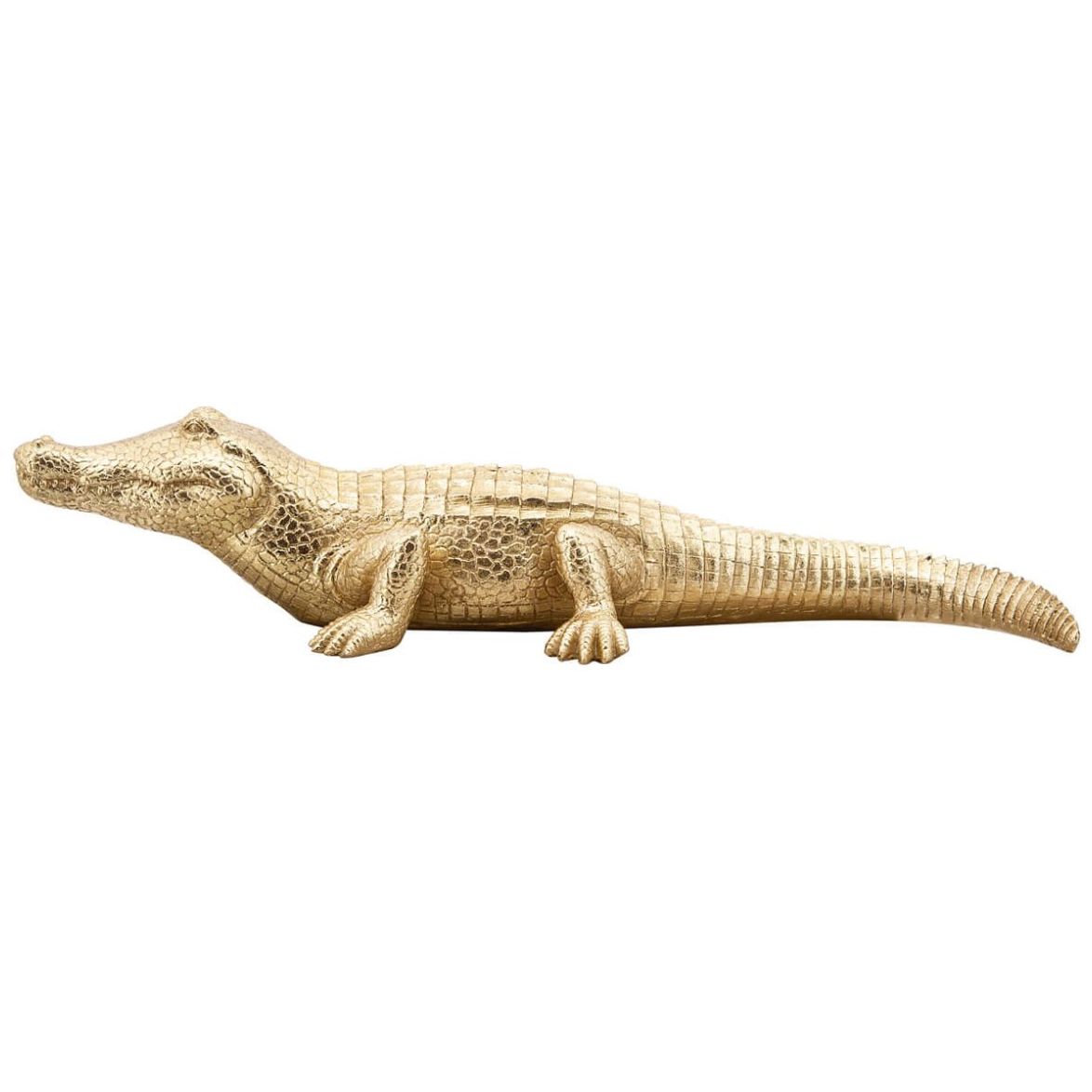 Figura Decorativa Cocodrilo Poli Dorado