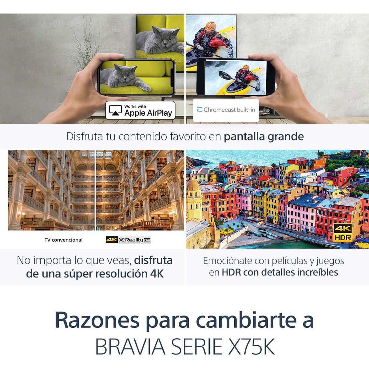 Pantalla Sony 65" 4K Google Tv Kd-65X75K