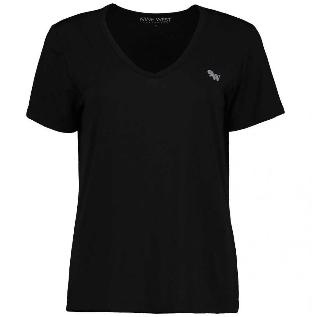 Playera Escote V Manga Corta Estampado Nine West