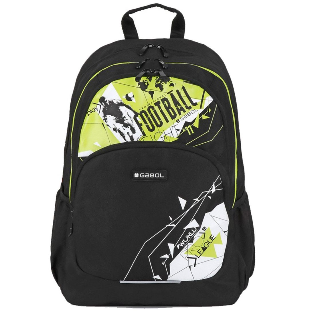 Mochila Tipo Backpack Futbol Primaria Negra con Verde Gabol