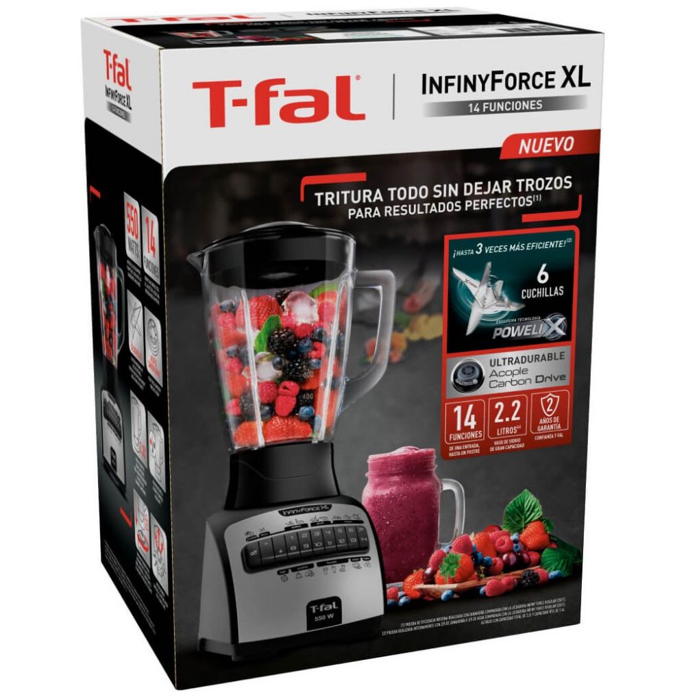 Licuadora Infinyforce Xl 14V Negra T-Fal