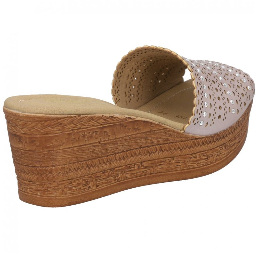 Sandalia con Cuña Corte Láser Rosa Suave Pies