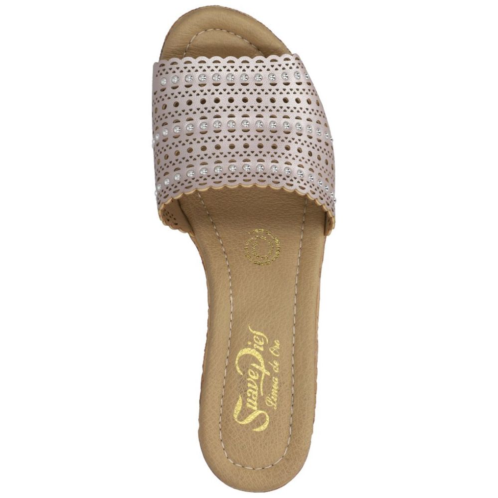 Sandalia con Cuña Corte Láser Rosa Suave Pies